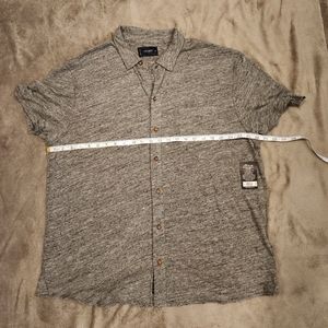 Lucky Brand Linen Blend XL Short Sleeve Button Down Shirt Gray Heather NWT